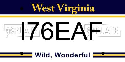 I76EAF West Virginia License Plate