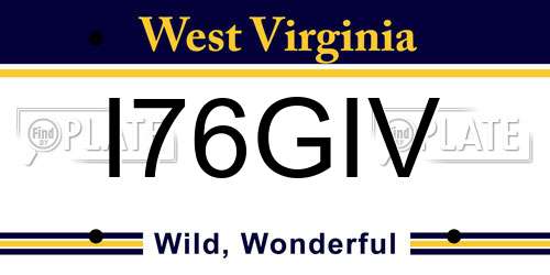 I76GIV West Virginia License Plate