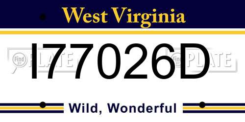 I77026D West Virginia License Plate