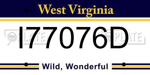 I77076D West Virginia License Plate