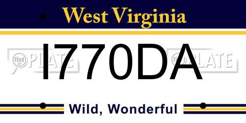 I770DA West Virginia License Plate