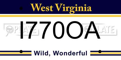 I770OA West Virginia License Plate