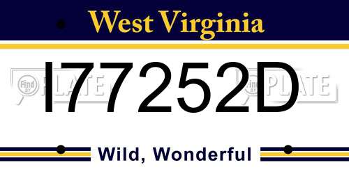 I77252D West Virginia License Plate