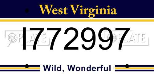 I772997 West Virginia License Plate