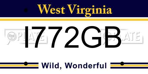 I772GB West Virginia License Plate
