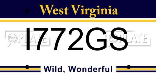 I772GS West Virginia License Plate