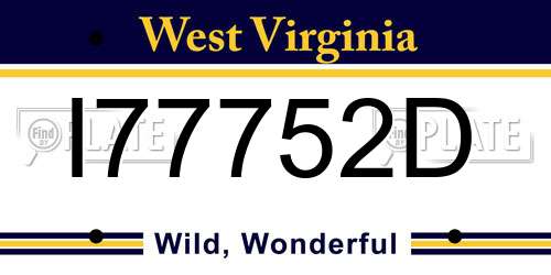 I77752D West Virginia License Plate