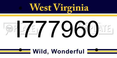 I777960 West Virginia License Plate