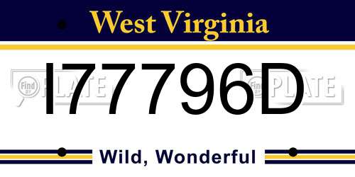 I77796D West Virginia License Plate