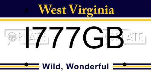 I777GB West Virginia License Plate