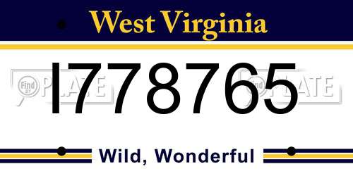 I778765 West Virginia License Plate