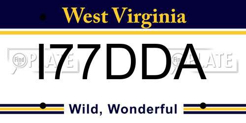 I77DDA West Virginia License Plate