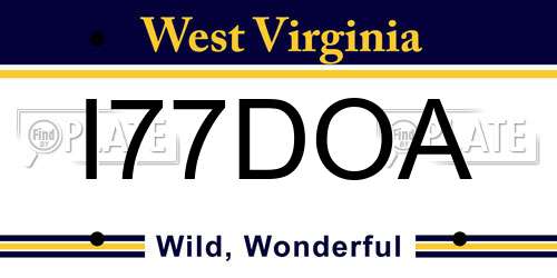 I77DOA West Virginia License Plate