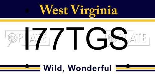 I77TGS West Virginia License Plate