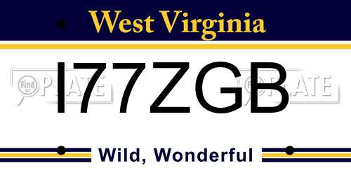 I77ZGB West Virginia License Plate