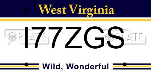 I77ZGS West Virginia License Plate