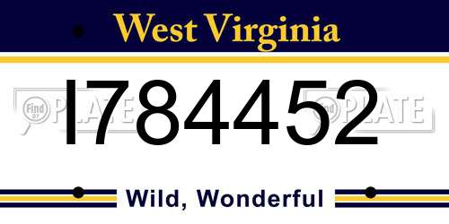 I784452 West Virginia License Plate
