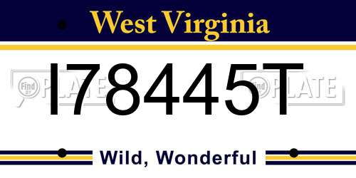 I78445T West Virginia License Plate