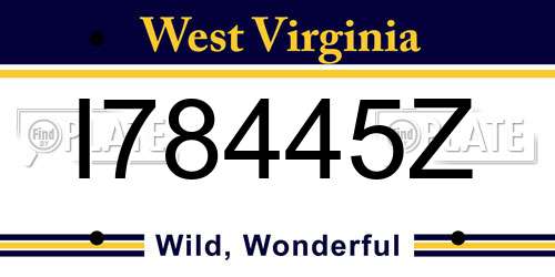 I78445Z West Virginia License Plate