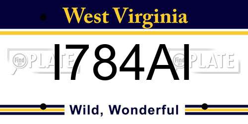 I784AI West Virginia License Plate