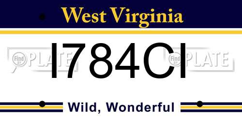 I784CI West Virginia License Plate