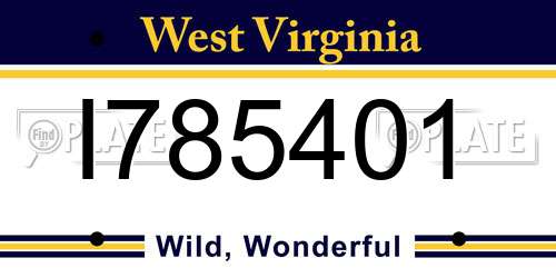 I785401 West Virginia License Plate
