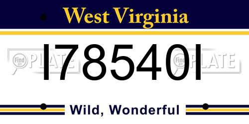 I78540I West Virginia License Plate
