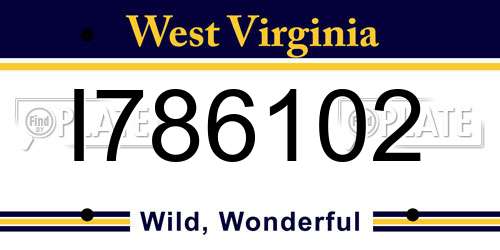 I786102 West Virginia License Plate