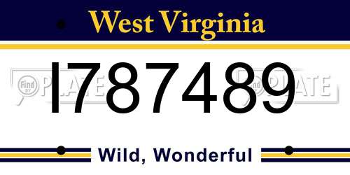 I787489 West Virginia License Plate