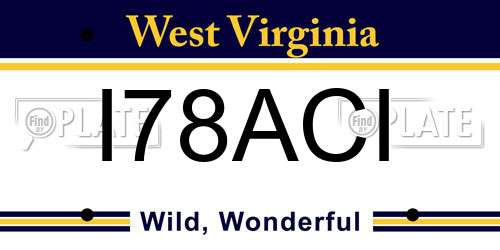 I78ACI West Virginia License Plate