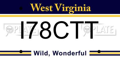 I78CTT West Virginia License Plate
