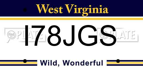 I78JGS West Virginia License Plate