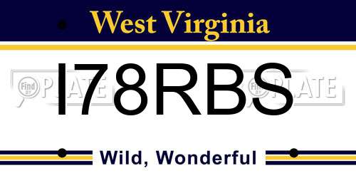 I78RBS West Virginia License Plate