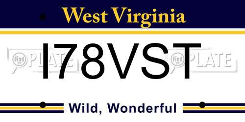 I78VST West Virginia License Plate