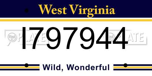 I797944 West Virginia License Plate