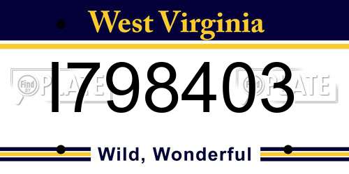 I798403 West Virginia License Plate