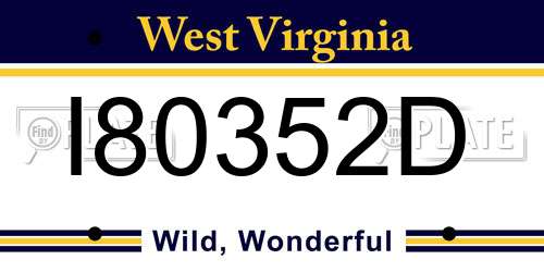 I80352D West Virginia License Plate