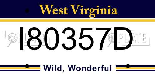 I80357D West Virginia License Plate