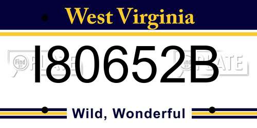 I80652B West Virginia License Plate