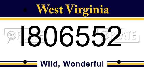I806552 West Virginia License Plate