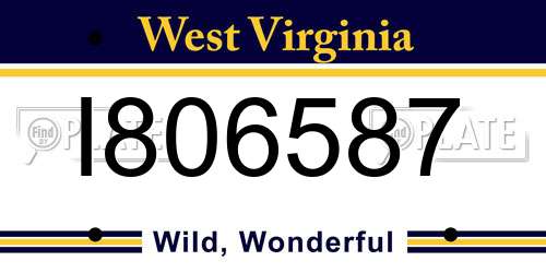 I806587 West Virginia License Plate