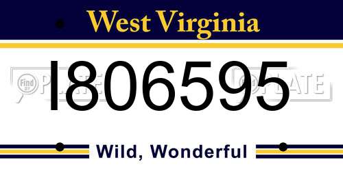 I806595 West Virginia License Plate