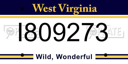 I809273 West Virginia License Plate