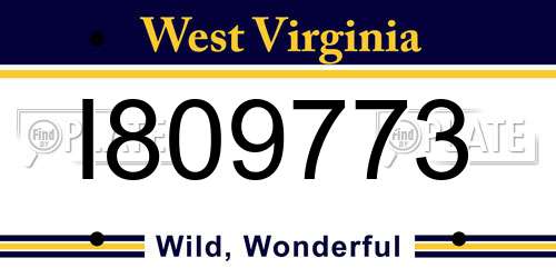 I809773 West Virginia License Plate