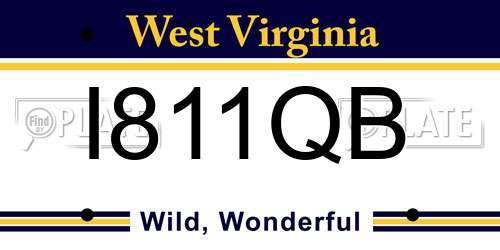 I811QB West Virginia License Plate
