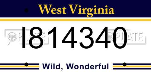I814340 West Virginia License Plate