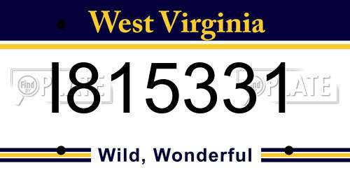 I815331 West Virginia License Plate