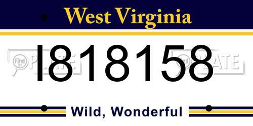 I818158 West Virginia License Plate
