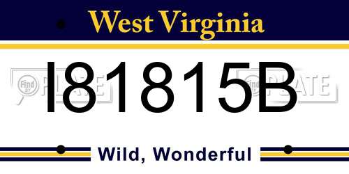 I81815B West Virginia License Plate