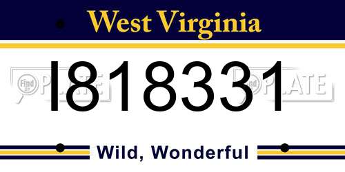 I818331 West Virginia License Plate